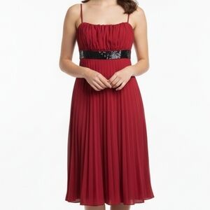 My Michelle Red Dress with Black Sequin Detail